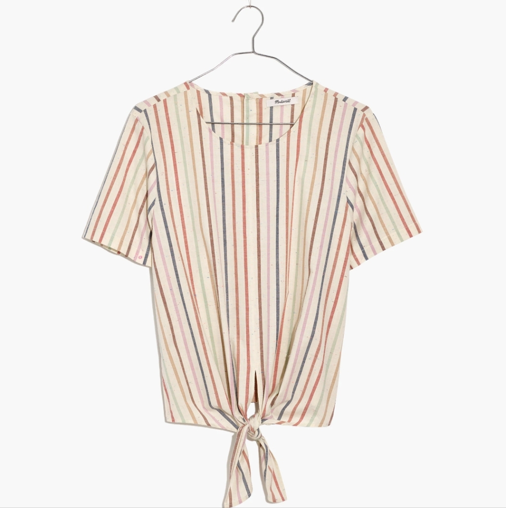 Madewell Multicolor Striped Tie-Front Blouse